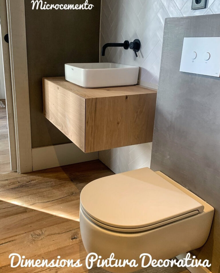 Microcemento en mueble de baño