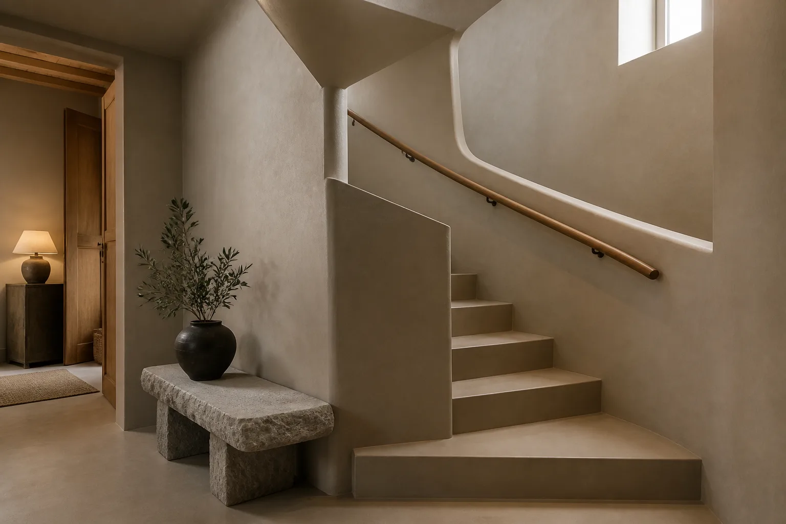 Visualización de escalera continua de microcemento