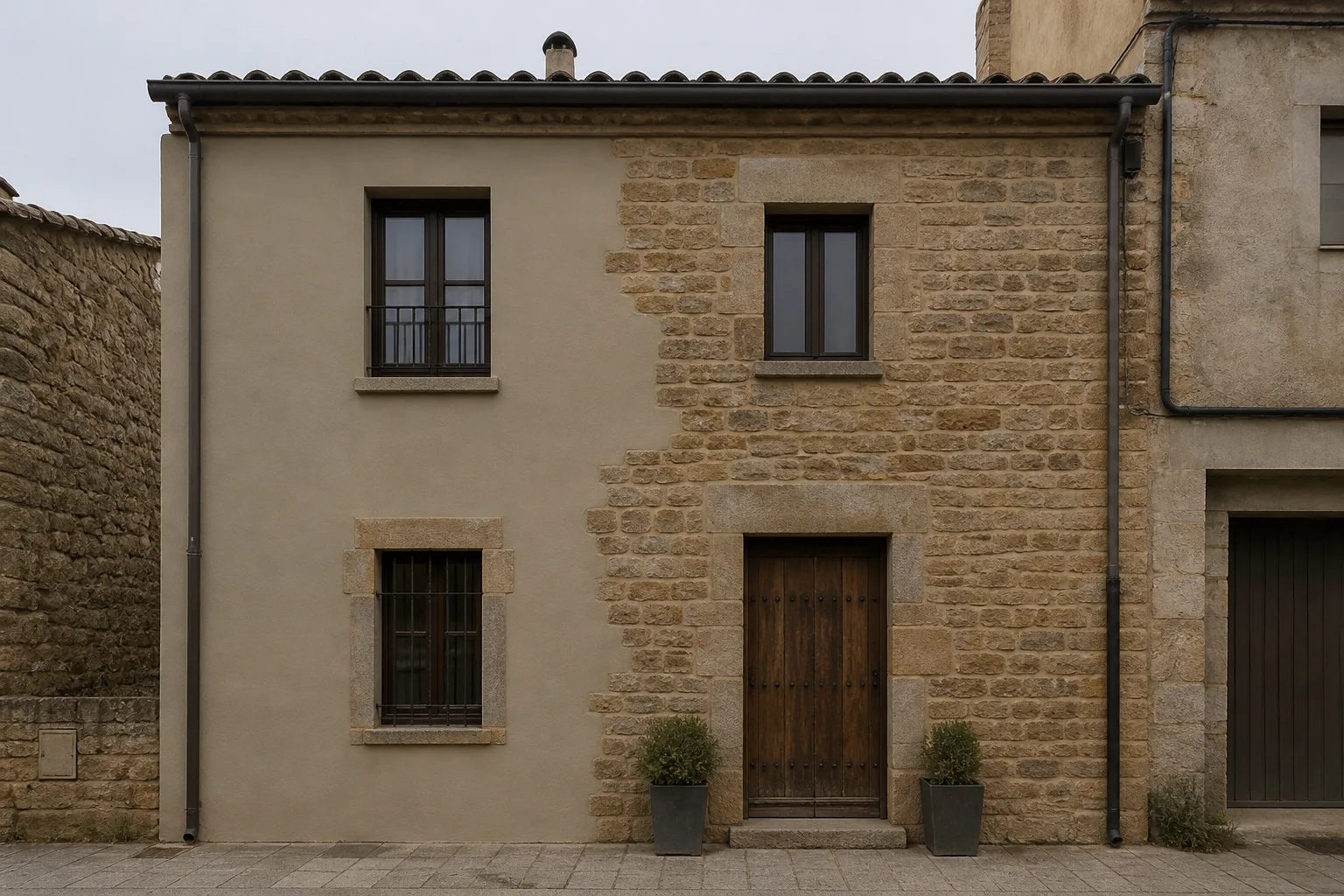 Visualización orientativa de fachada con pintura RAL 1019 beige gris