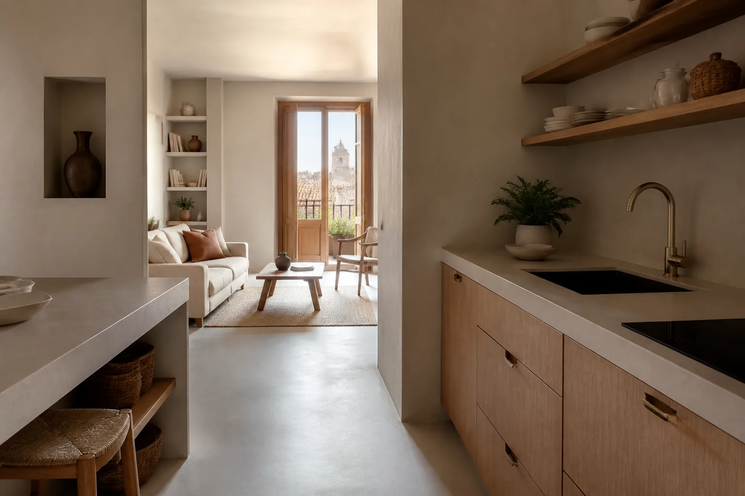 Visualización de un piso de Girona con microcemento